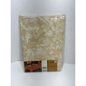 Bomba Decor Home flannel back vinyl tablecloth 60" Round  Jacquard Autumn New